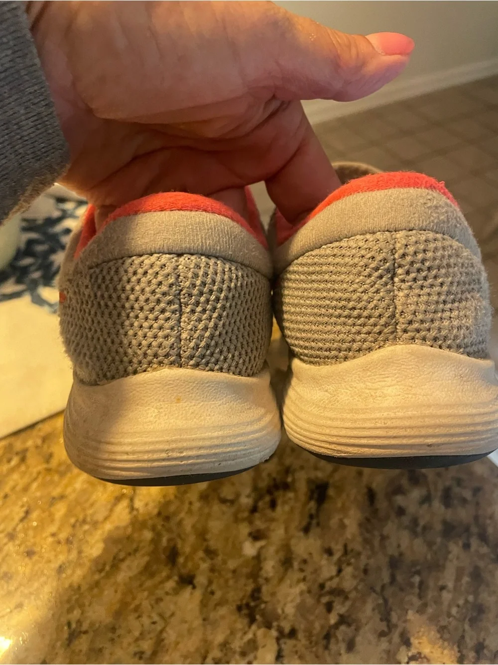 Nike Kids Gray and Coral Athletic Sneakers with Hook-and-Loop Strap